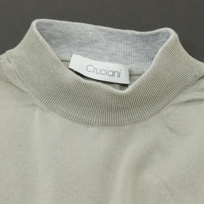 【中古】クルチアーニ CRUCIANI コットン モックネック 半袖 プルオーバーニット グリーングレー系【 46 】【 状態ランクB 】【 メンズ 】