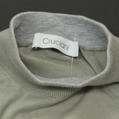【中古】クルチアーニ CRUCIANI コットン モックネック 半袖 プルオーバーニット グリーングレー系【 46 】【 状態ランクB 】【 メンズ 】