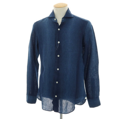 【中古】ジャンネット giannetto リネン カジュアルシャツ ネイビー【サイズ38】【 状態ランクB 】【 メンズ 】