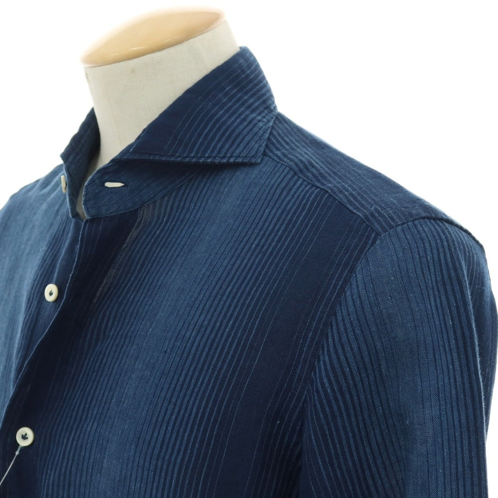 【中古】ジャンネット giannetto リネン カジュアルシャツ ネイビー【サイズ38】【 状態ランクB 】【 メンズ 】