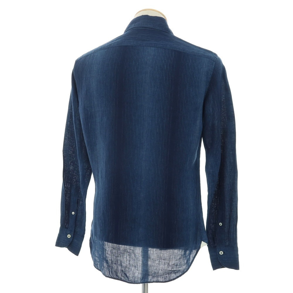 【中古】ジャンネット giannetto リネン カジュアルシャツ ネイビー【サイズ38】【 状態ランクB 】【 メンズ 】