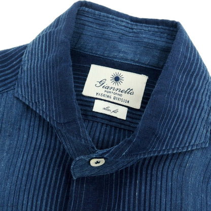【中古】ジャンネット giannetto リネン カジュアルシャツ ネイビー【サイズ38】【 状態ランクB 】【 メンズ 】