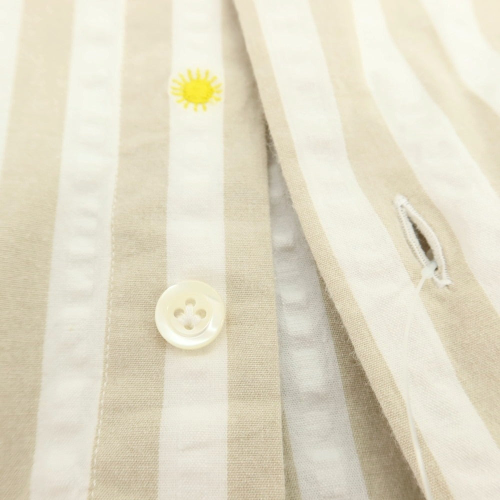 【中古】ジャンネット giannetto ストレッチコットン ストライプ カジュアルシャツ ベージュxホワイト【サイズ38】【 状態ランクC 】【 メンズ 】