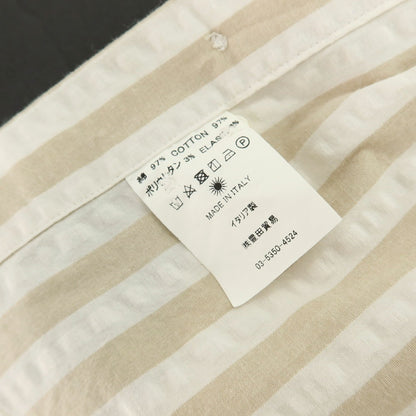 【中古】ジャンネット giannetto ストレッチコットン ストライプ カジュアルシャツ ベージュxホワイト【サイズ38】【 状態ランクC 】【 メンズ 】