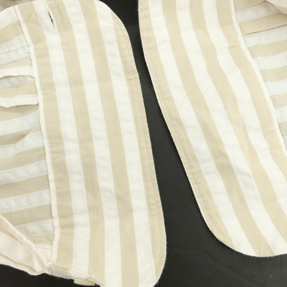 【中古】ジャンネット giannetto ストレッチコットン ストライプ カジュアルシャツ ベージュxホワイト【サイズ38】【 状態ランクC 】【 メンズ 】