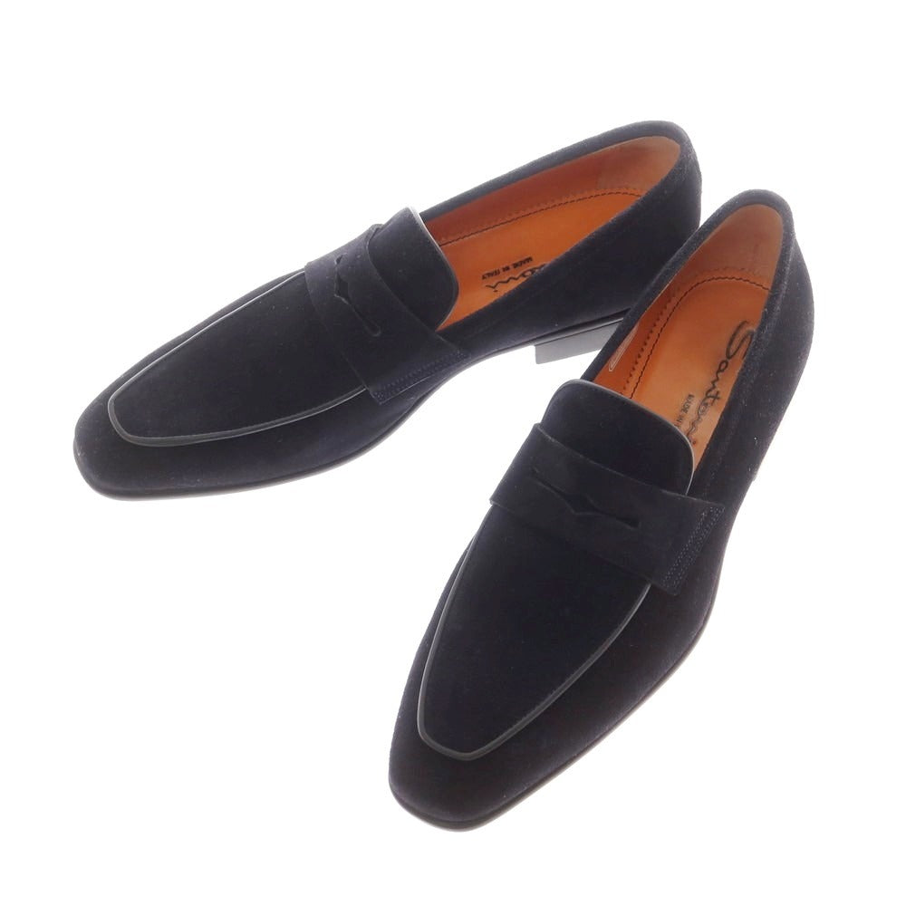 【中古】サントーニ Santoni スエード コインローファー ネイビー【 UK5 】【 状態ランクB 】【 メンズ 】