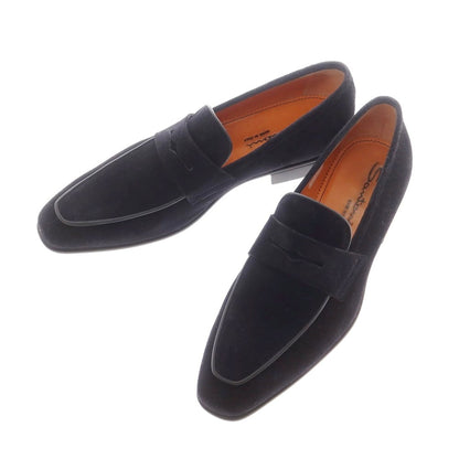 【中古】サントーニ Santoni スエード コインローファー ネイビー【 UK5 】【 状態ランクB 】【 メンズ 】