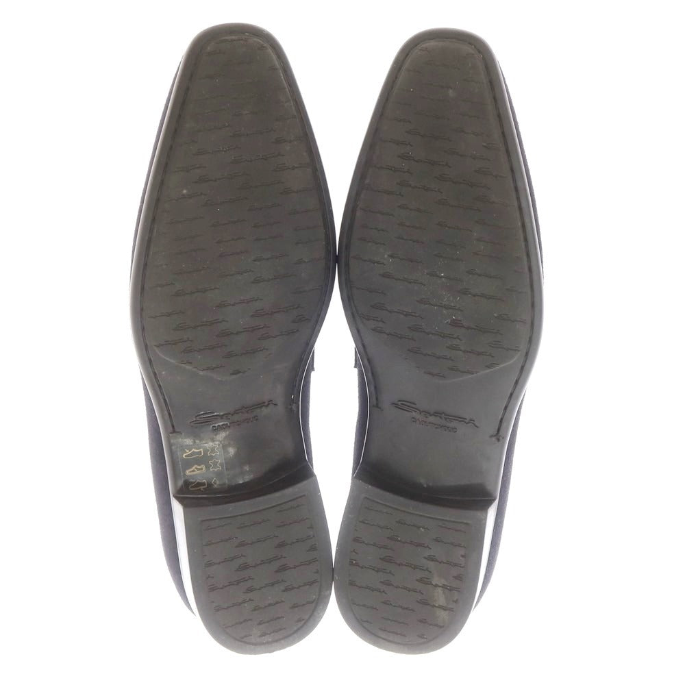 【中古】サントーニ Santoni スエード コインローファー ネイビー【 UK5 】【 状態ランクB 】【 メンズ 】