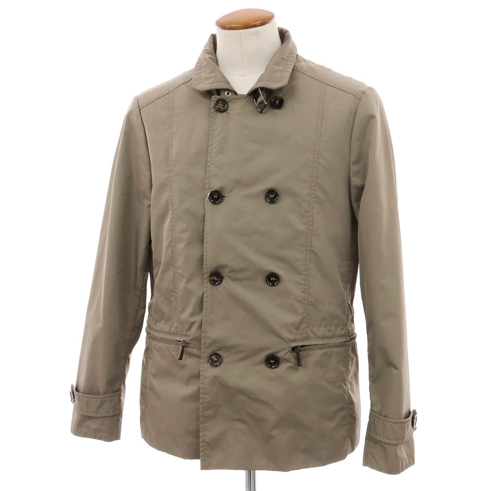 【中古】ムーレー MOORER ポリエステル スタンドカラー ダブルブレストブルゾン グレイッシュブラウン【 48 】【 状態ランクD 】【 メンズ 】