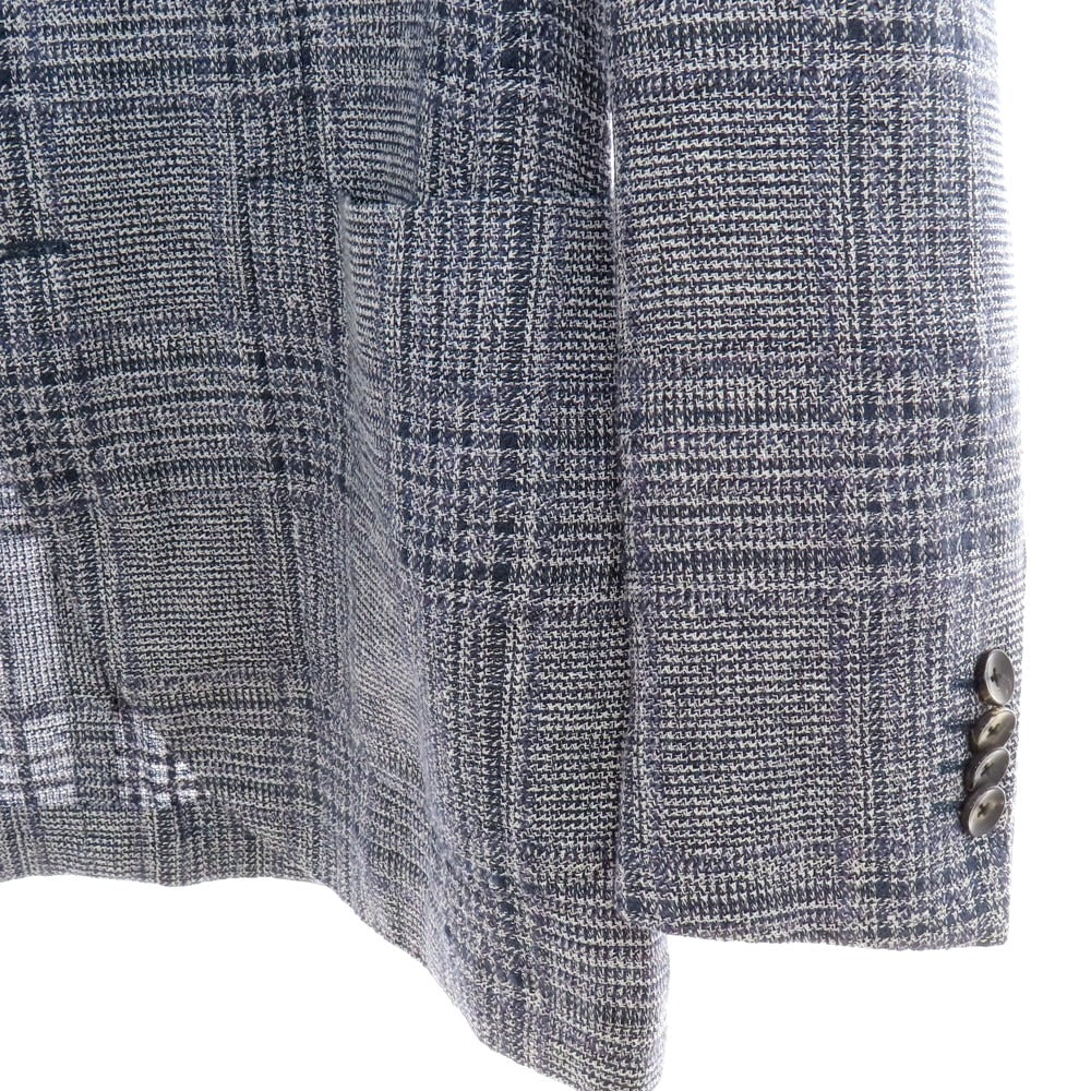 【中古】ラルディーニ LARDINI リネンウール チェック テーラードジャケット ネイビーxホワイト【 46 】【 状態ランクB 】【 メンズ 】