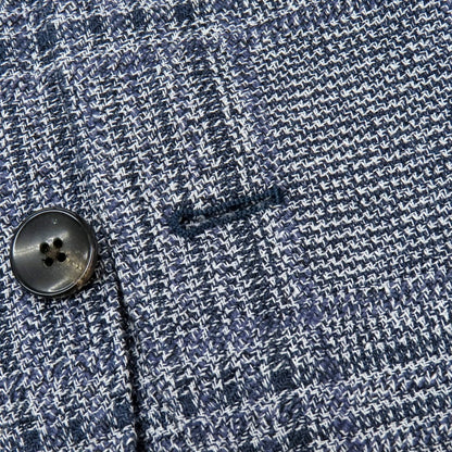 【中古】ラルディーニ LARDINI リネンウール チェック テーラードジャケット ネイビーxホワイト【 46 】【 状態ランクB 】【 メンズ 】