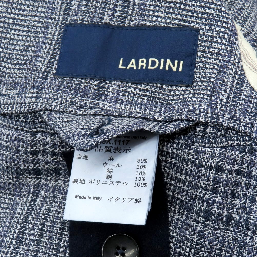 【中古】ラルディーニ LARDINI リネンウール チェック テーラードジャケット ネイビーxホワイト【 46 】【 状態ランクB 】【 メンズ 】