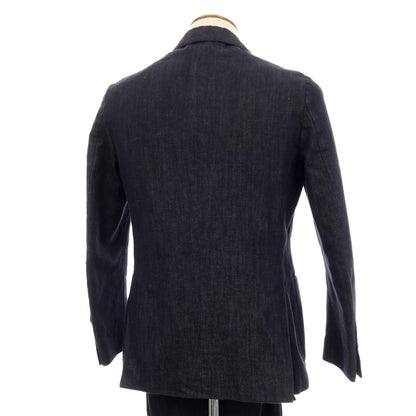 【中古】ラルディーニ LARDINI コットンリネン 3つボタンスーツ ネイビー【サイズ46】【 状態ランクB 】【 メンズ 】