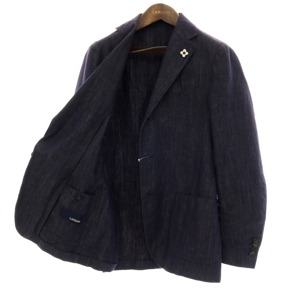 【中古】ラルディーニ LARDINI コットンリネン 3つボタンスーツ ネイビー【サイズ46】【 状態ランクB 】【 メンズ 】