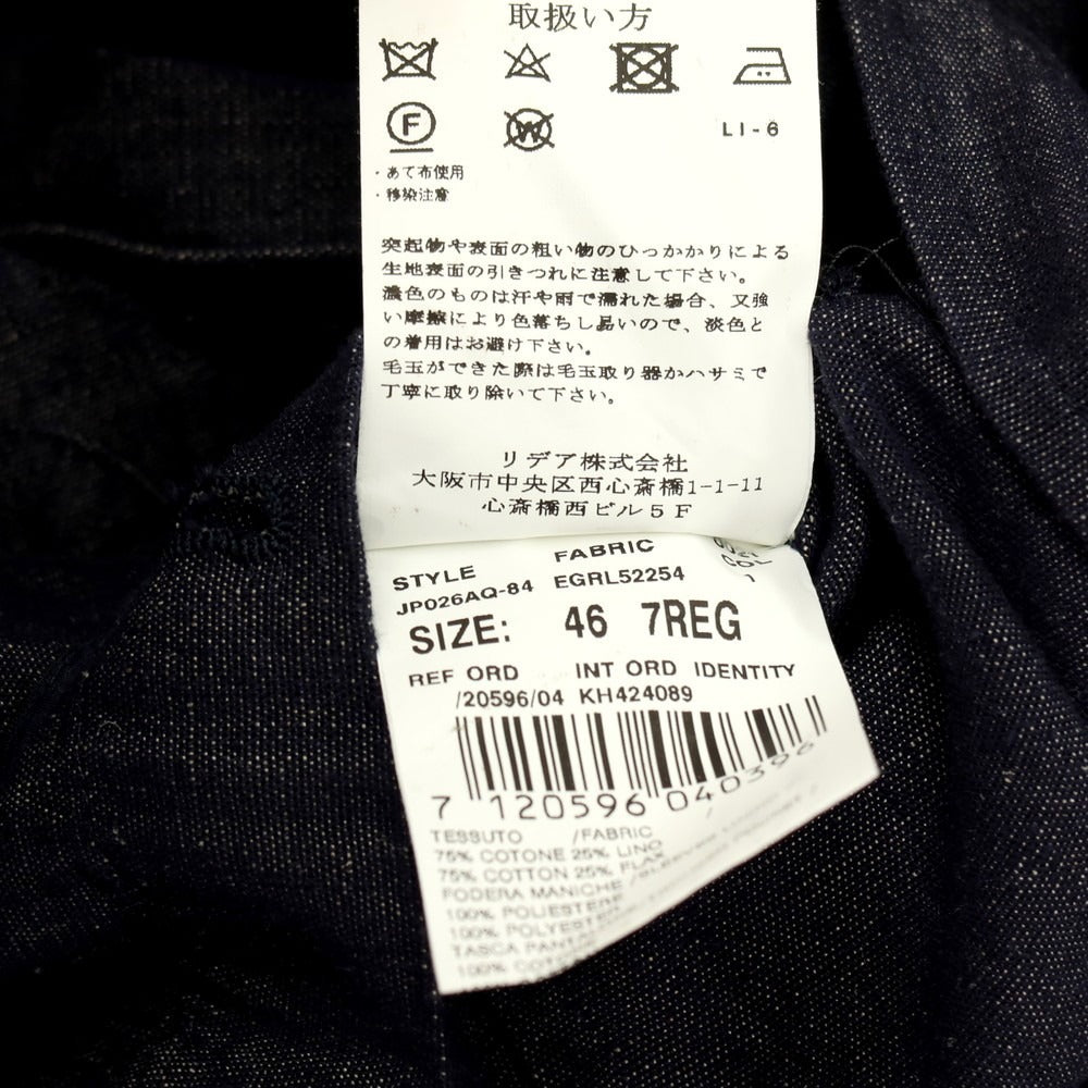 【中古】ラルディーニ LARDINI コットンリネン 3つボタンスーツ ネイビー【サイズ46】【 状態ランクB 】【 メンズ 】