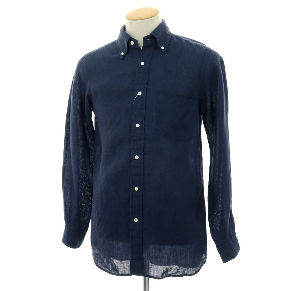 【中古】ビームスエフ BEAMS F リネン カジュアルシャツ ネイビー【サイズ38】【 状態ランクB 】【 メンズ 】