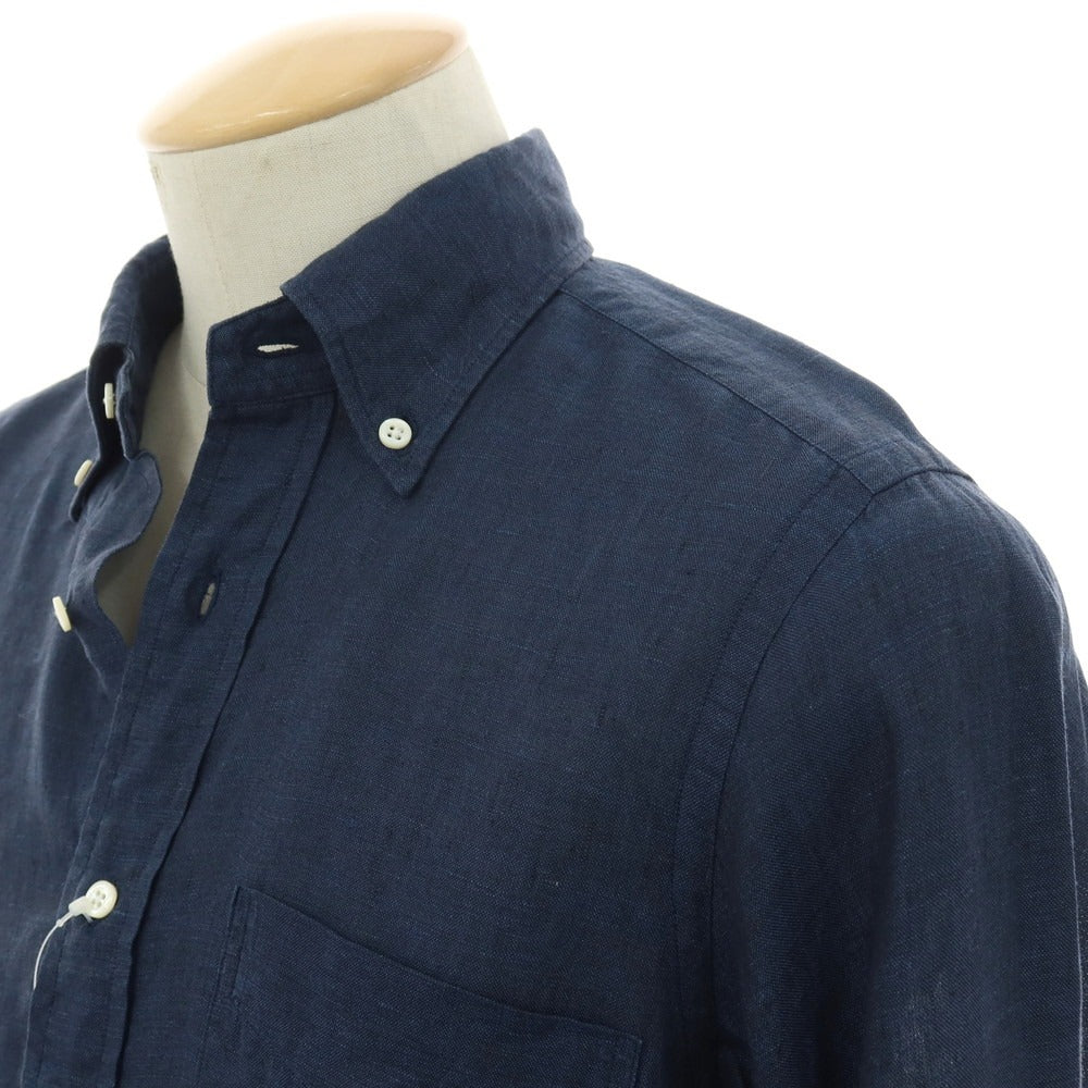 【中古】ビームスエフ BEAMS F リネン カジュアルシャツ ネイビー【サイズ38】【 状態ランクB 】【 メンズ 】