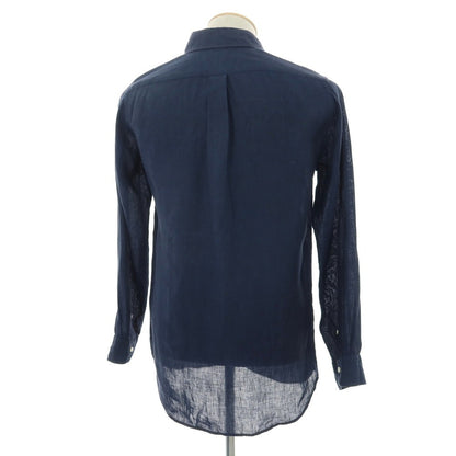 【中古】ビームスエフ BEAMS F リネン カジュアルシャツ ネイビー【サイズ38】【 状態ランクB 】【 メンズ 】