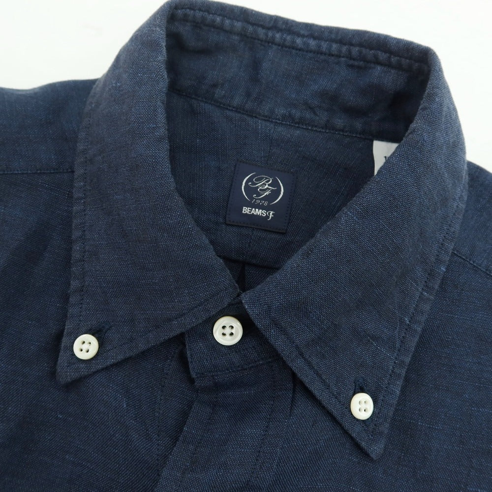 【中古】ビームスエフ BEAMS F リネン カジュアルシャツ ネイビー【サイズ38】【 状態ランクB 】【 メンズ 】
