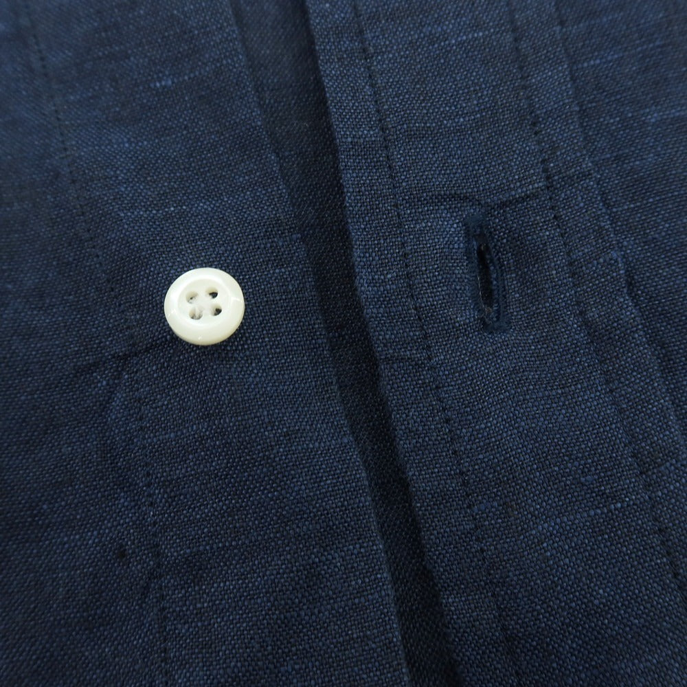 【中古】ビームスエフ BEAMS F リネン カジュアルシャツ ネイビー【サイズ38】【 状態ランクB 】【 メンズ 】