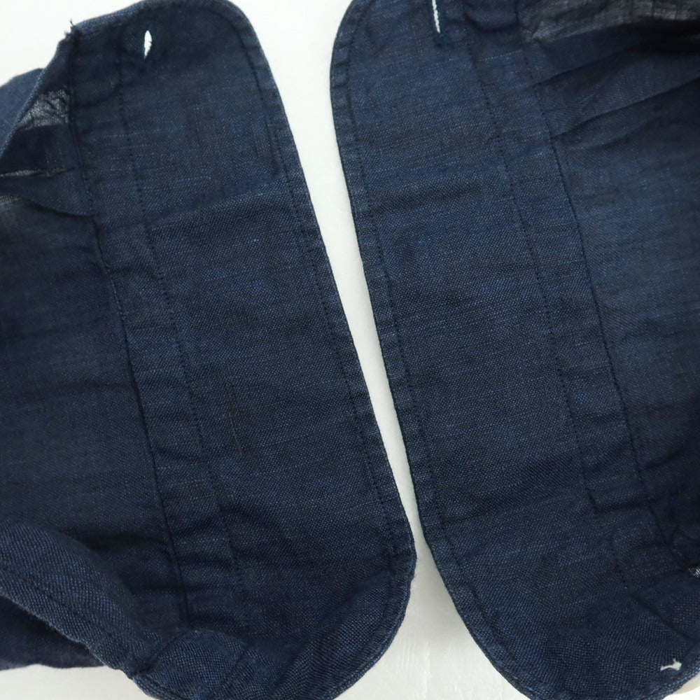 【中古】ビームスエフ BEAMS F リネン カジュアルシャツ ネイビー【サイズ38】【 状態ランクB 】【 メンズ 】