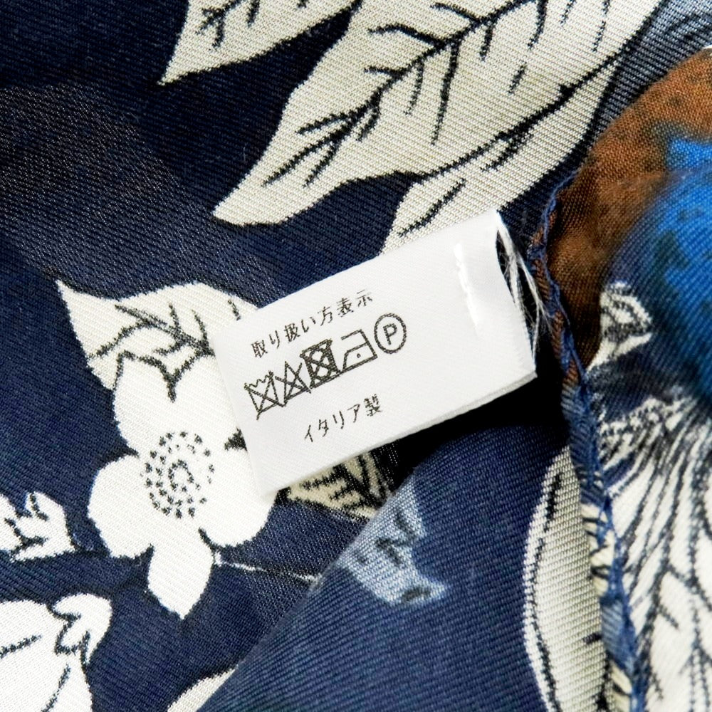 【中古】フマガッリ Fumagalli コットンシルク プリント スカーフ ネイビーxグレージュ【 状態ランクB 】【 メンズ 】