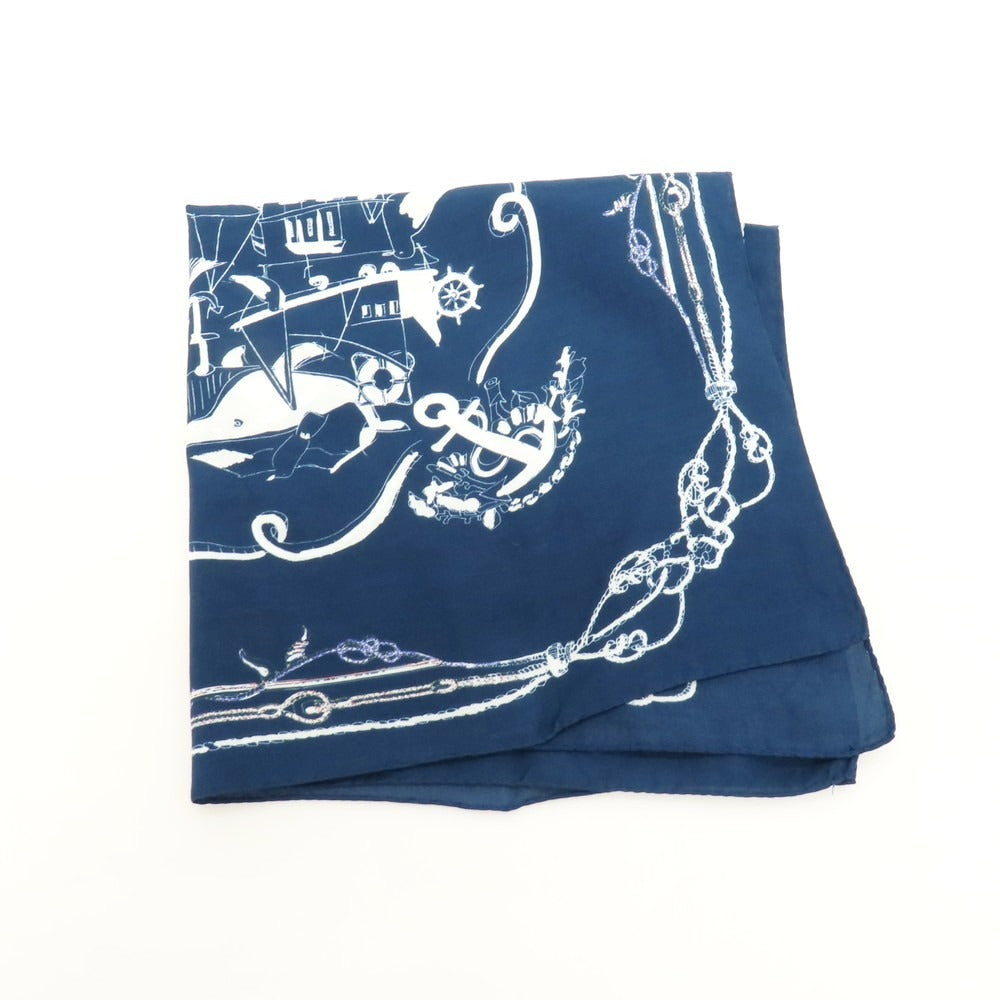 【中古】フマガッリ Fumagalli コットン プリント スカーフ ネイビーxホワイト【 状態ランクB 】【 メンズ 】