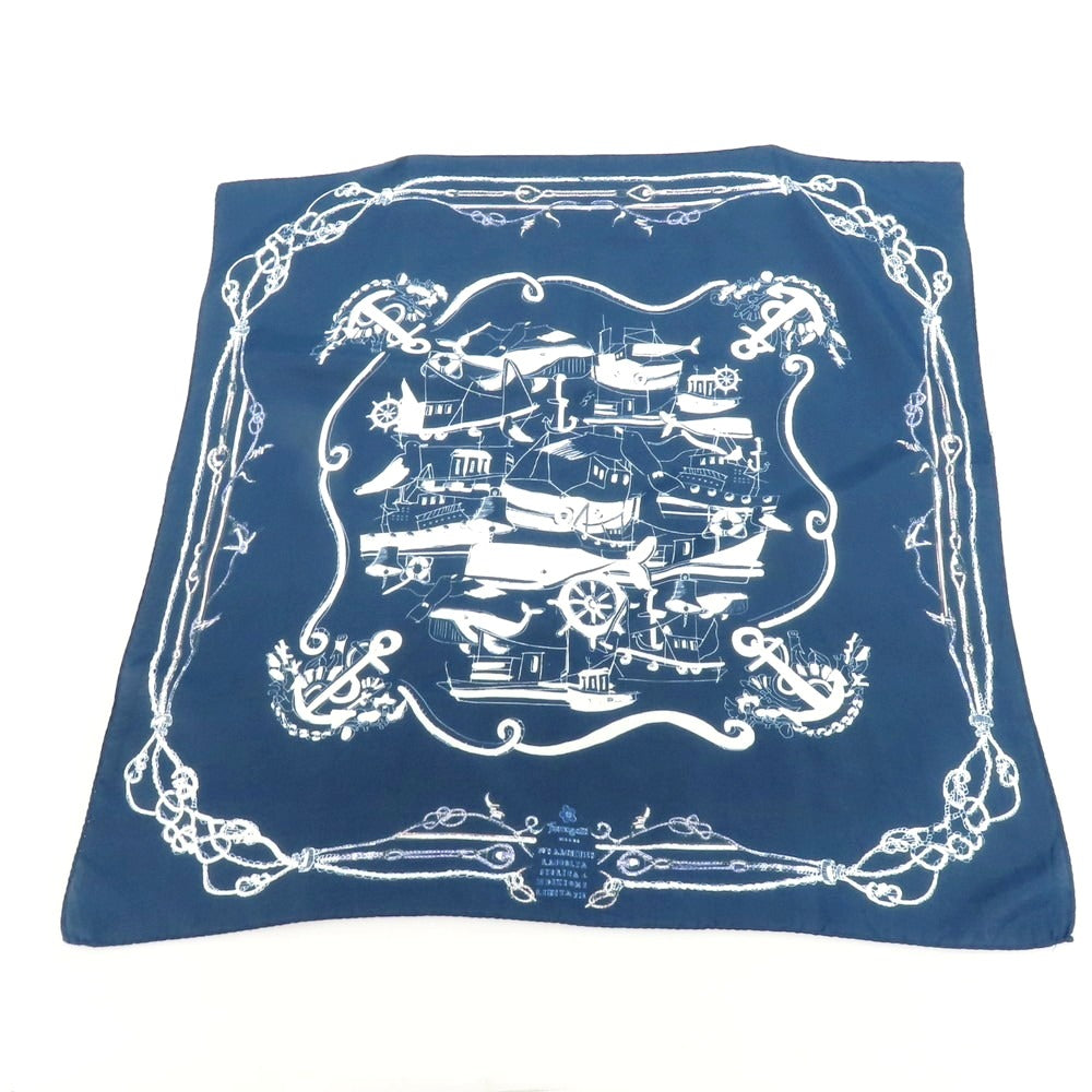 【中古】フマガッリ Fumagalli コットン プリント スカーフ ネイビーxホワイト【 状態ランクB 】【 メンズ 】