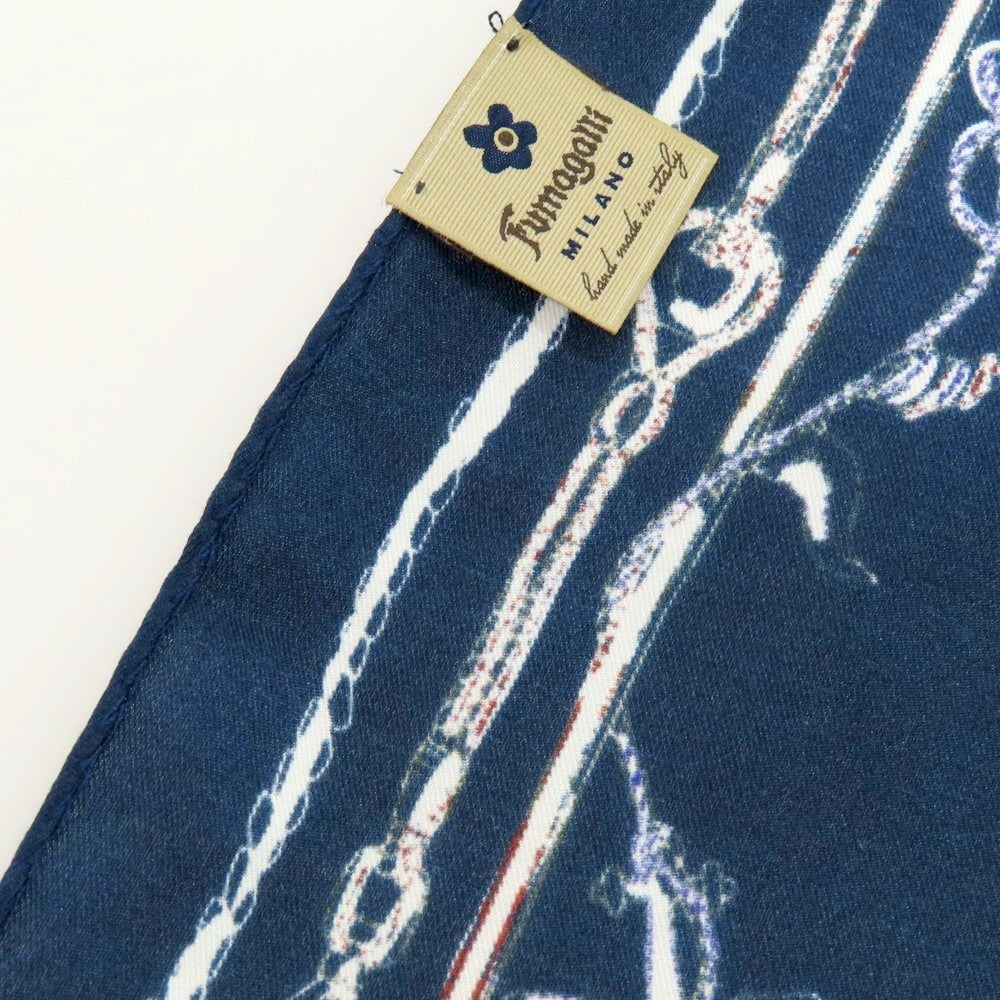 【中古】フマガッリ Fumagalli コットン プリント スカーフ ネイビーxホワイト【 状態ランクB 】【 メンズ 】