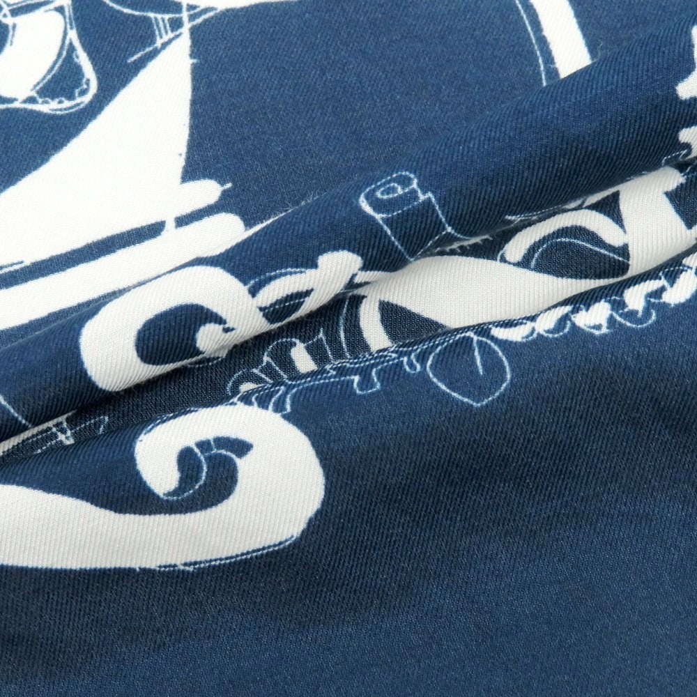 【中古】フマガッリ Fumagalli コットン プリント スカーフ ネイビーxホワイト【 状態ランクB 】【 メンズ 】