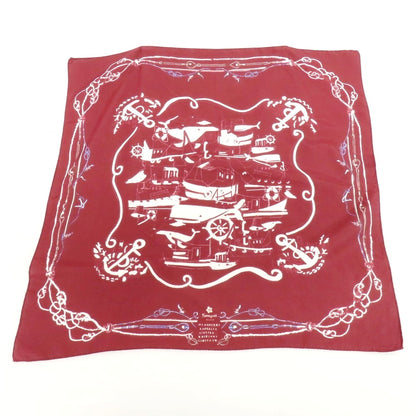 【中古】フマガッリ Fumagalli コットン プリント スカーフ ワインレッド【 ホワイト 】【 状態ランクB 】【 メンズ 】