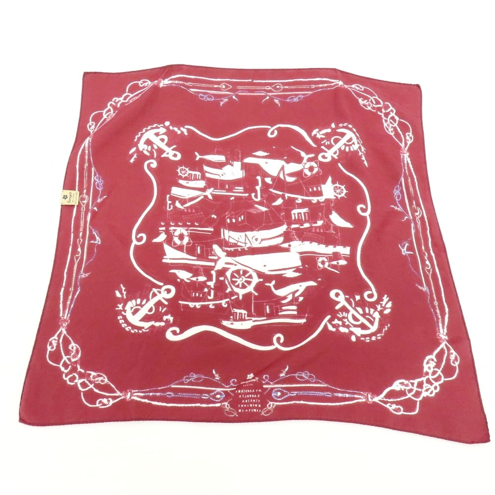 【中古】フマガッリ Fumagalli コットン プリント スカーフ ワインレッド【 ホワイト 】【 状態ランクB 】【 メンズ 】