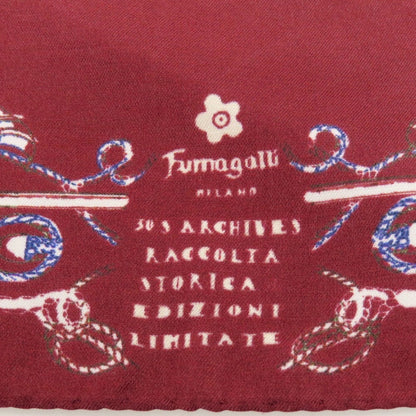 【中古】フマガッリ Fumagalli コットン プリント スカーフ ワインレッド【 ホワイト 】【 状態ランクB 】【 メンズ 】