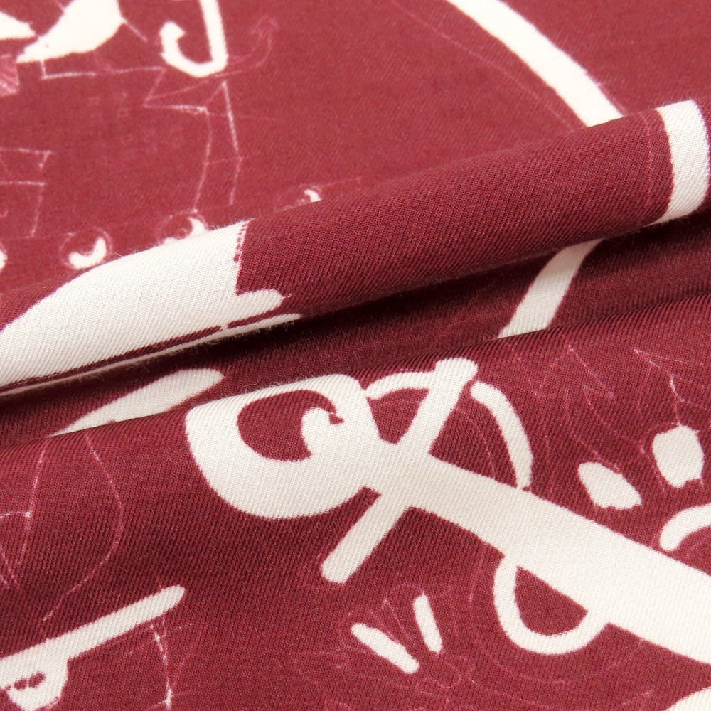 【中古】フマガッリ Fumagalli コットン プリント スカーフ ワインレッド【 ホワイト 】【 状態ランクB 】【 メンズ 】