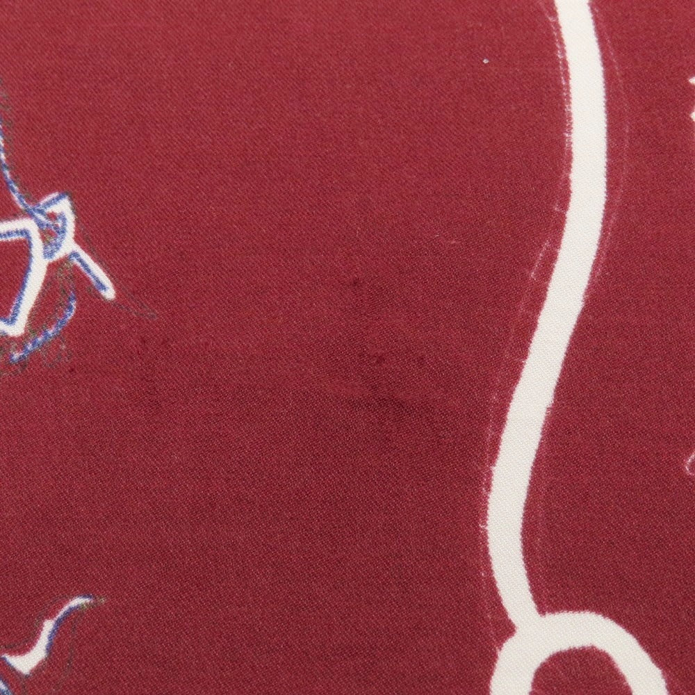 【中古】フマガッリ Fumagalli コットン プリント スカーフ ワインレッド【 ホワイト 】【 状態ランクB 】【 メンズ 】