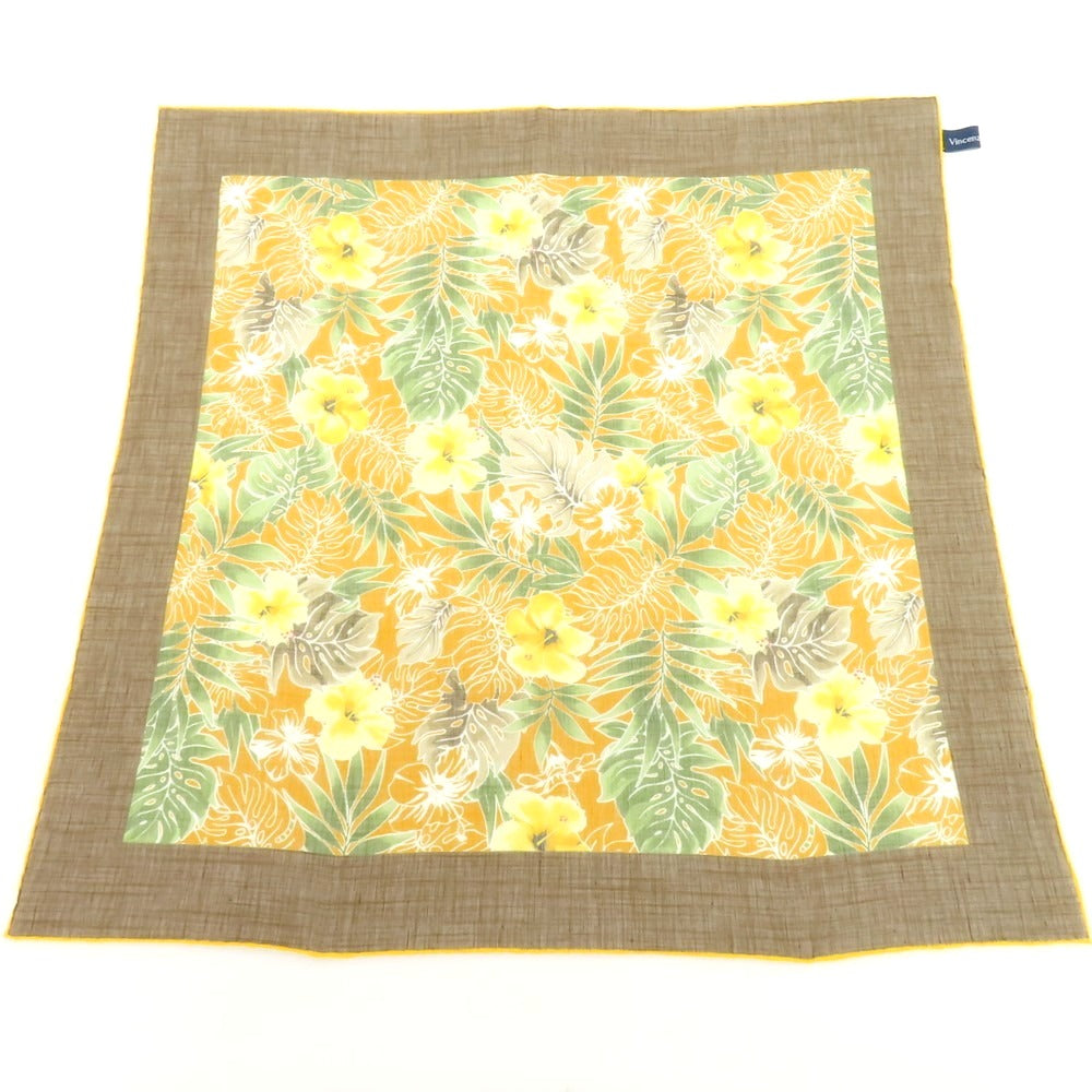 【中古】ヴィンセンツォミオッツァ Vincenzo Miozza コットンシルク プリント スカーフ オレンジxブラウン【 状態ランクB 】【 メンズ 】