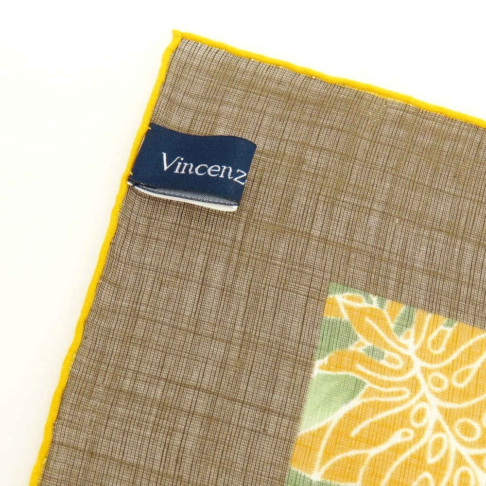 【中古】ヴィンセンツォミオッツァ Vincenzo Miozza コットンシルク プリント スカーフ オレンジxブラウン【 状態ランクB 】【 メンズ 】