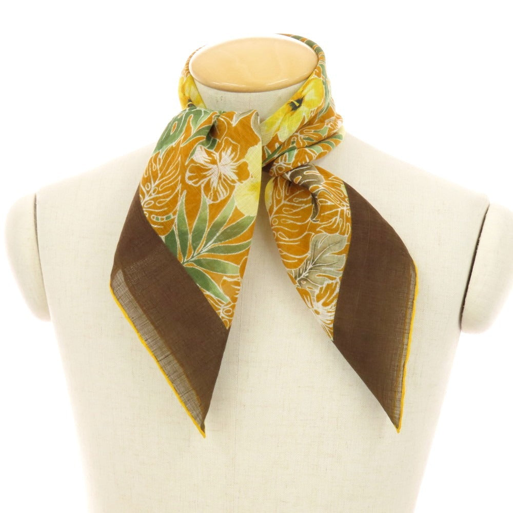 【中古】ヴィンセンツォミオッツァ Vincenzo Miozza コットンシルク プリント スカーフ オレンジxブラウン【 状態ランクB 】【 メンズ 】