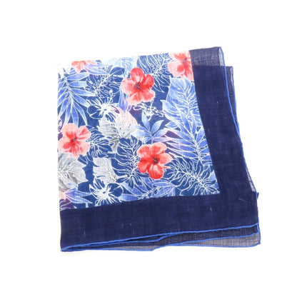 【中古】ヴィンセンツォミオッツァ Vincenzo Miozza コットンシルク プリント スカーフ ネイビーxレッド【 状態ランクB 】【 メンズ 】