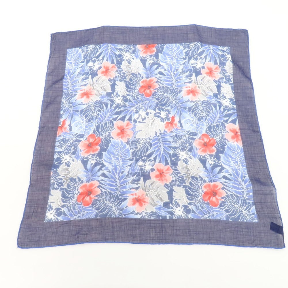 【中古】ヴィンセンツォミオッツァ Vincenzo Miozza コットンシルク プリント スカーフ ネイビーxレッド【 状態ランクB 】【 メンズ 】