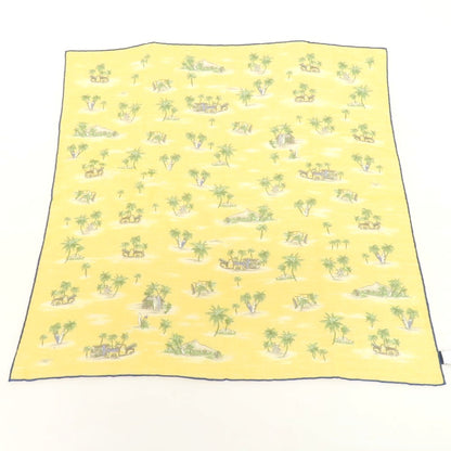 【中古】ヴィンセンツォミオッツァ Vincenzo Miozza コットンシルク プリント スカーフ オレンジイエローxグリーン【 状態ランクB 】【 メンズ 】