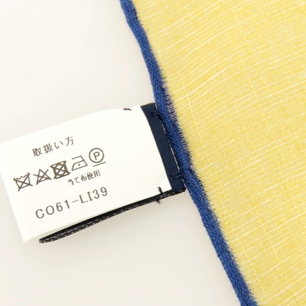 【中古】ヴィンセンツォミオッツァ Vincenzo Miozza コットンシルク プリント スカーフ オレンジイエローxグリーン【 状態ランクB 】【 メンズ 】