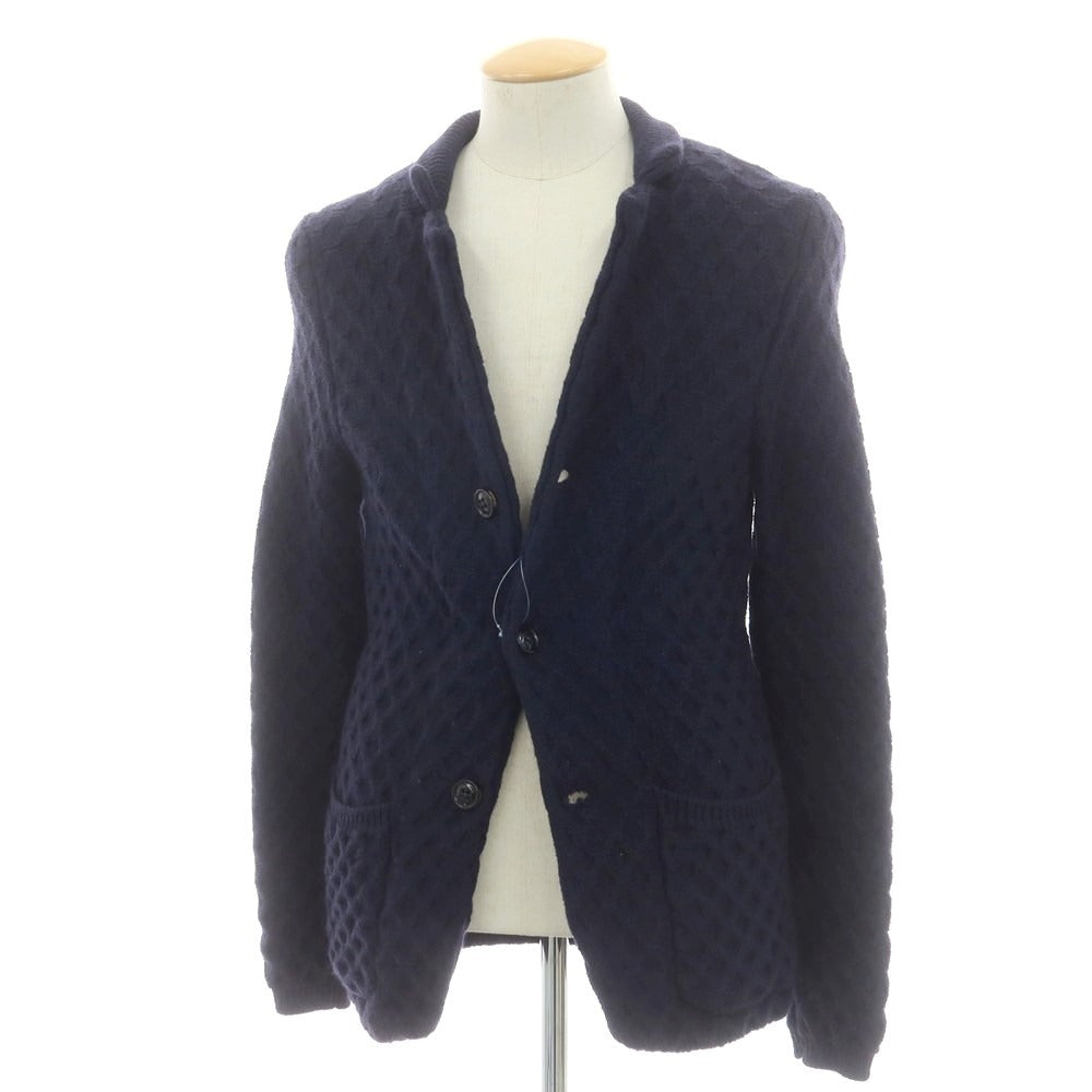 【中古】ドルモア DRUMOHR ミドルゲージウール ケーブル編み ニットジャケット ネイビー【 42 】【 状態ランクB 】【 メンズ 】