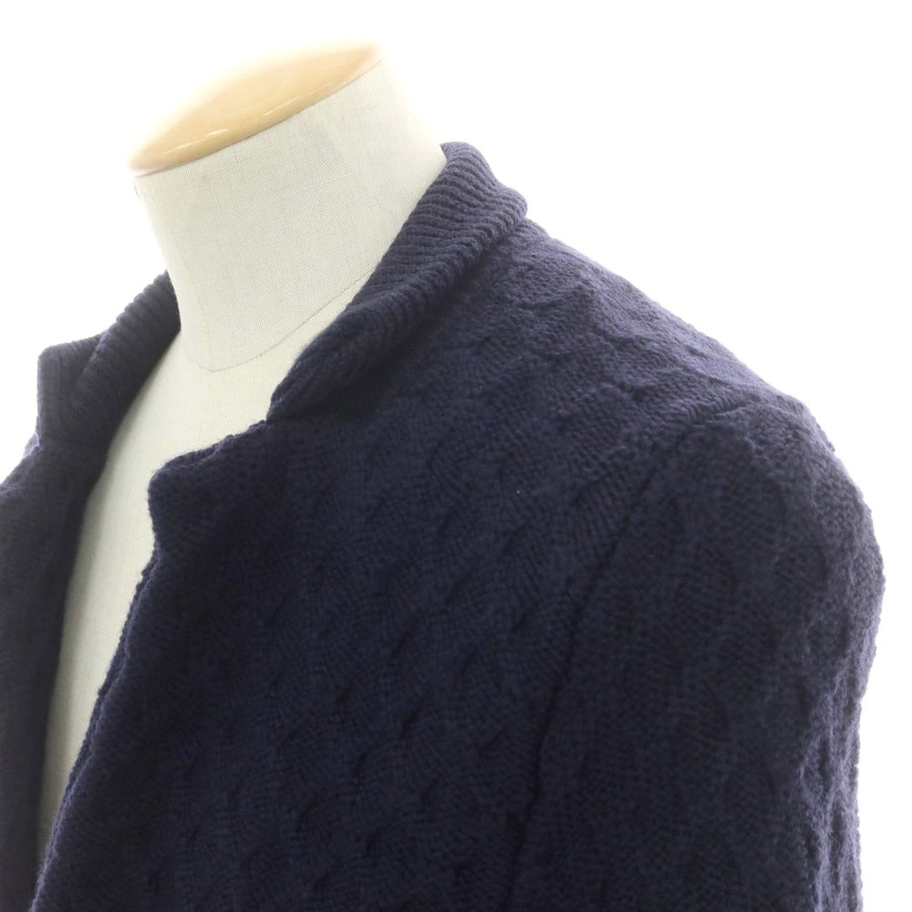 【中古】ドルモア DRUMOHR ミドルゲージウール ケーブル編み ニットジャケット ネイビー【 42 】【 状態ランクB 】【 メンズ 】