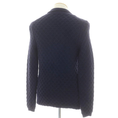 【中古】ドルモア DRUMOHR ミドルゲージウール ケーブル編み ニットジャケット ネイビー【 42 】【 状態ランクB 】【 メンズ 】
