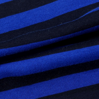 【中古】トゥモローランド TOMORROWLAND ボーダー ニット 切り替え クルーネック 半袖トップ ネイビーxブルー【 S 】【 状態ランクB 】【 メンズ 】