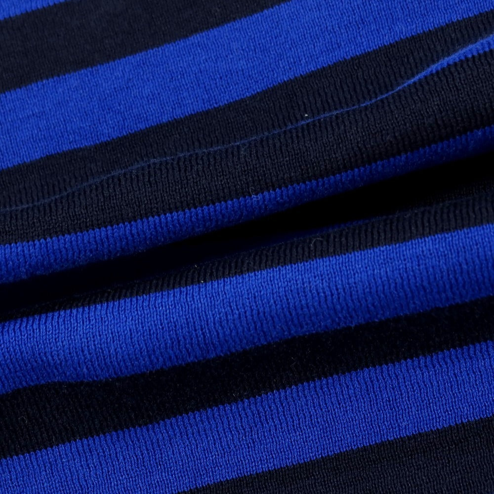 【中古】トゥモローランド TOMORROWLAND ボーダー ニット 切り替え クルーネック 半袖トップ ネイビーxブルー【サイズS】【 状態ランクB 】【 メンズ 】 [EPD]