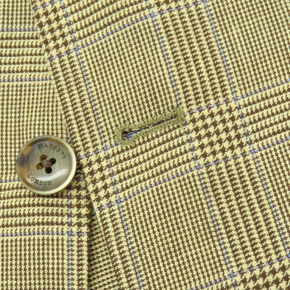 【中古】ハケットロンドン HACKETT LONDON リネンウール チェック テーラードジャケット クリームイエローxブラウン【 48（UK） 】【 状態ランクA 】【 メンズ 】