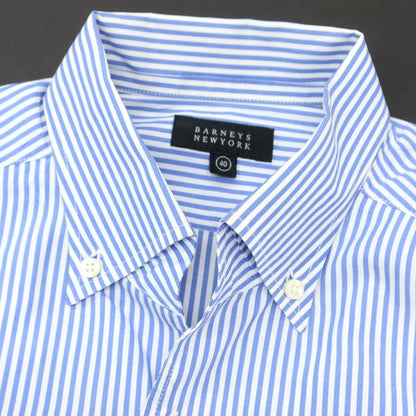 【中古】バーニーズニューヨーク BARNEYS NEWYORK コットン ストライプ イタリアンカラー BD ドレスシャツ ブルーxホワイト【 40 】【 状態ランクB 】【 メンズ 】