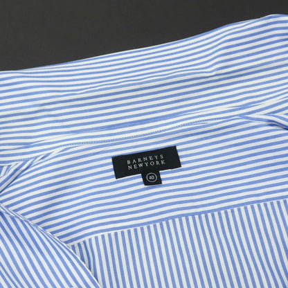 【中古】バーニーズニューヨーク BARNEYS NEWYORK コットン ストライプ イタリアンカラー BD ドレスシャツ ブルーxホワイト【 40 】【 状態ランクB 】【 メンズ 】
